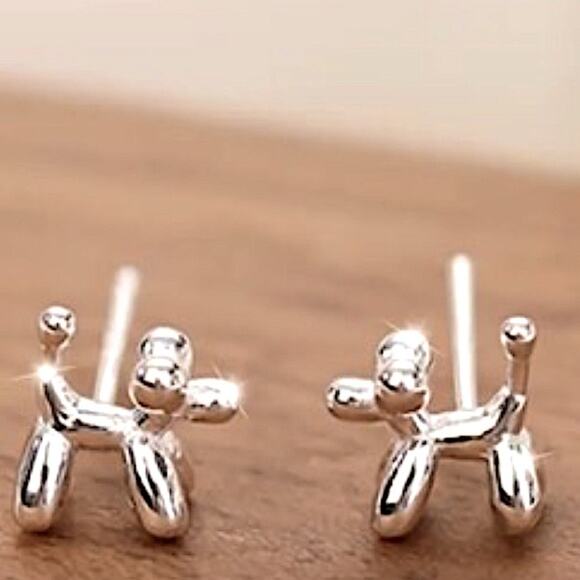 Sterling Silver Dog Animal Pendant Earrings - Picture 3 of 6